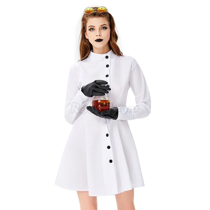 Профессиональный костюм для косплея на Хэллоуин женщин и девочек белое платье с