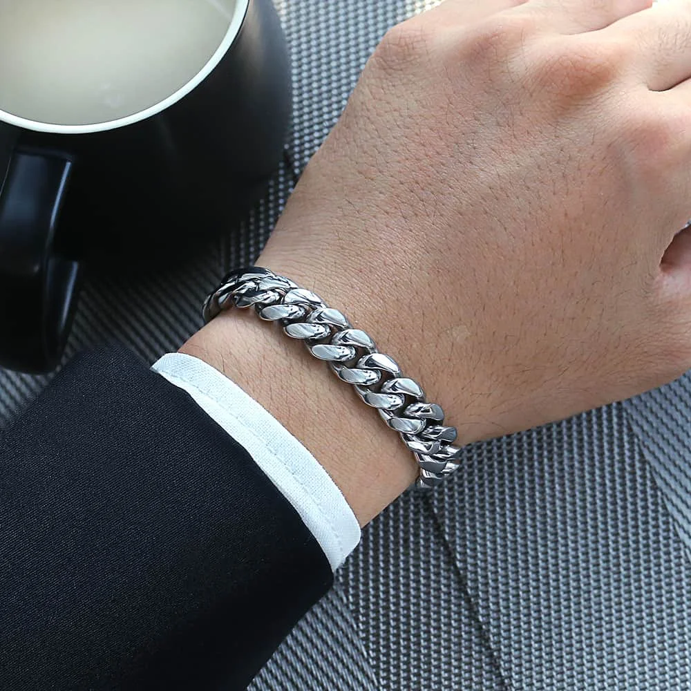 Мужской браслет из нержавеющей стали 316L хип хоп с цепочкой 12 мм HB478|Цепочки и