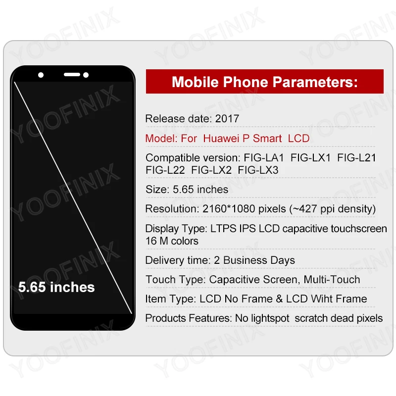 5 65 original for huawei p smart lcd touch screen digitizer for huawei fig lx1 fig la1 fig lx2 fig lx3 display replacement part free global shipping