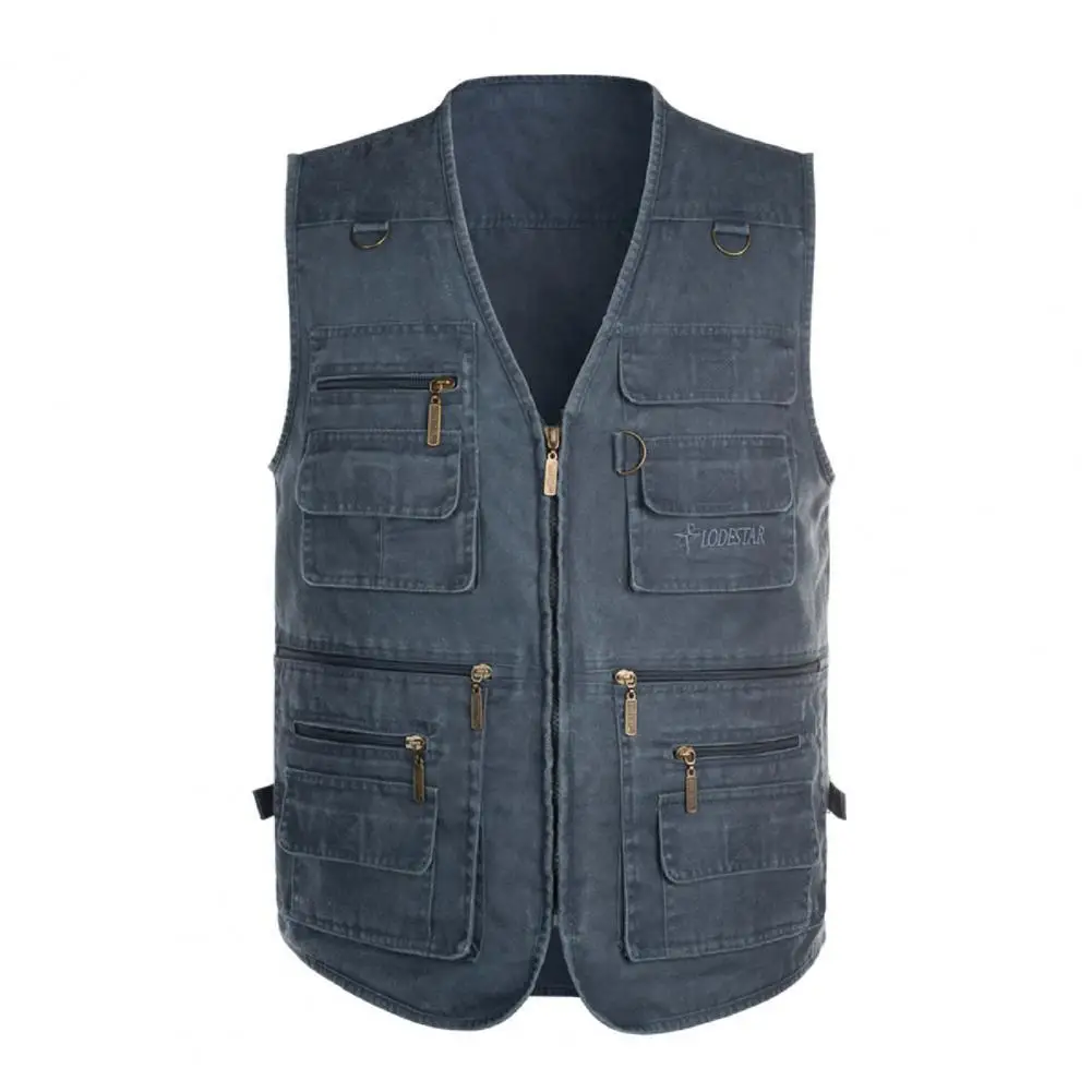 

Plus Size Men Breathable Cotton Fishing VestCasual Vest Outdoor Sports Pockets Waistcoat Mountaineering Photography Vests M-5XL