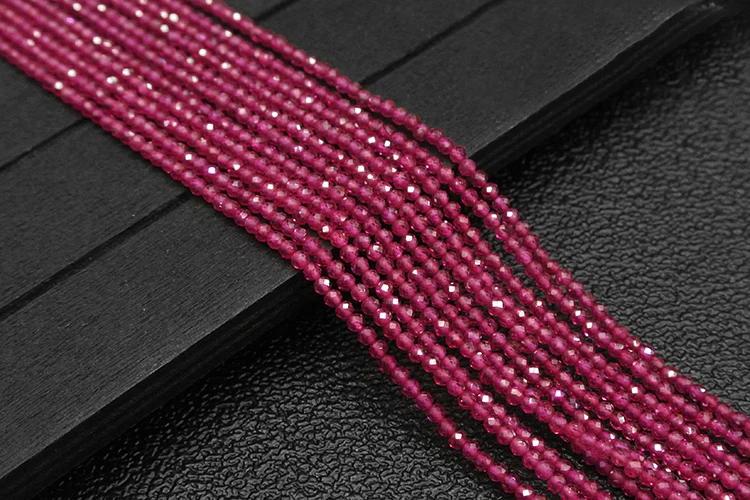 Natural Red Corundum Loose Beads Faceted Round Beads 2-3mm 15