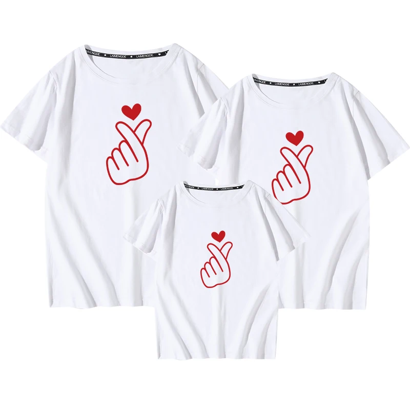 Семейная одежда LOVE Hands для мужчин и женщин топы больших размеров 5XL с коротким