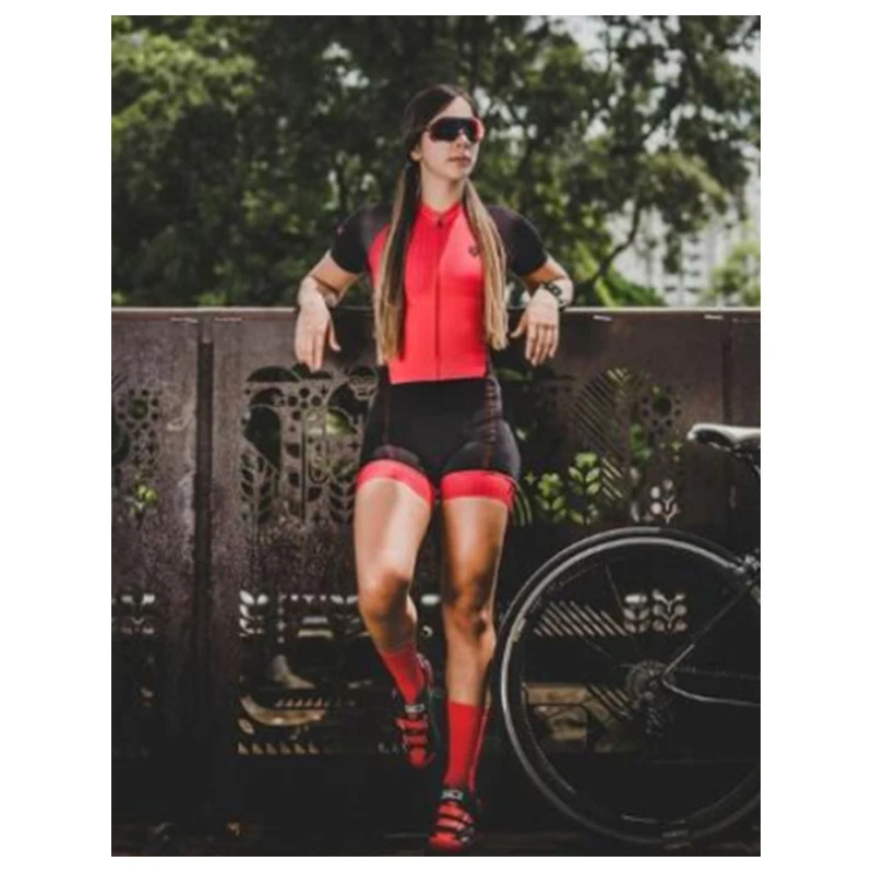 Женский розовый костюм для триатлона профессиональный красный велосипедный
