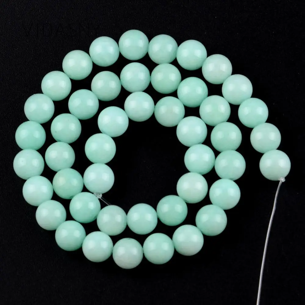 

Natural Gem Smooth Amazonite Round Stone Beads For Jewelry Making 4mm-12mm Loose Spacer Beads Diy Bracelet Necklace 15''
