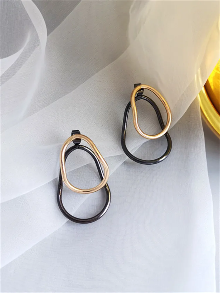 

kshmir 2021 Korean women's rear pendant fashion earrings with metal vintage earrings hollowed-out oval earrings birthday party