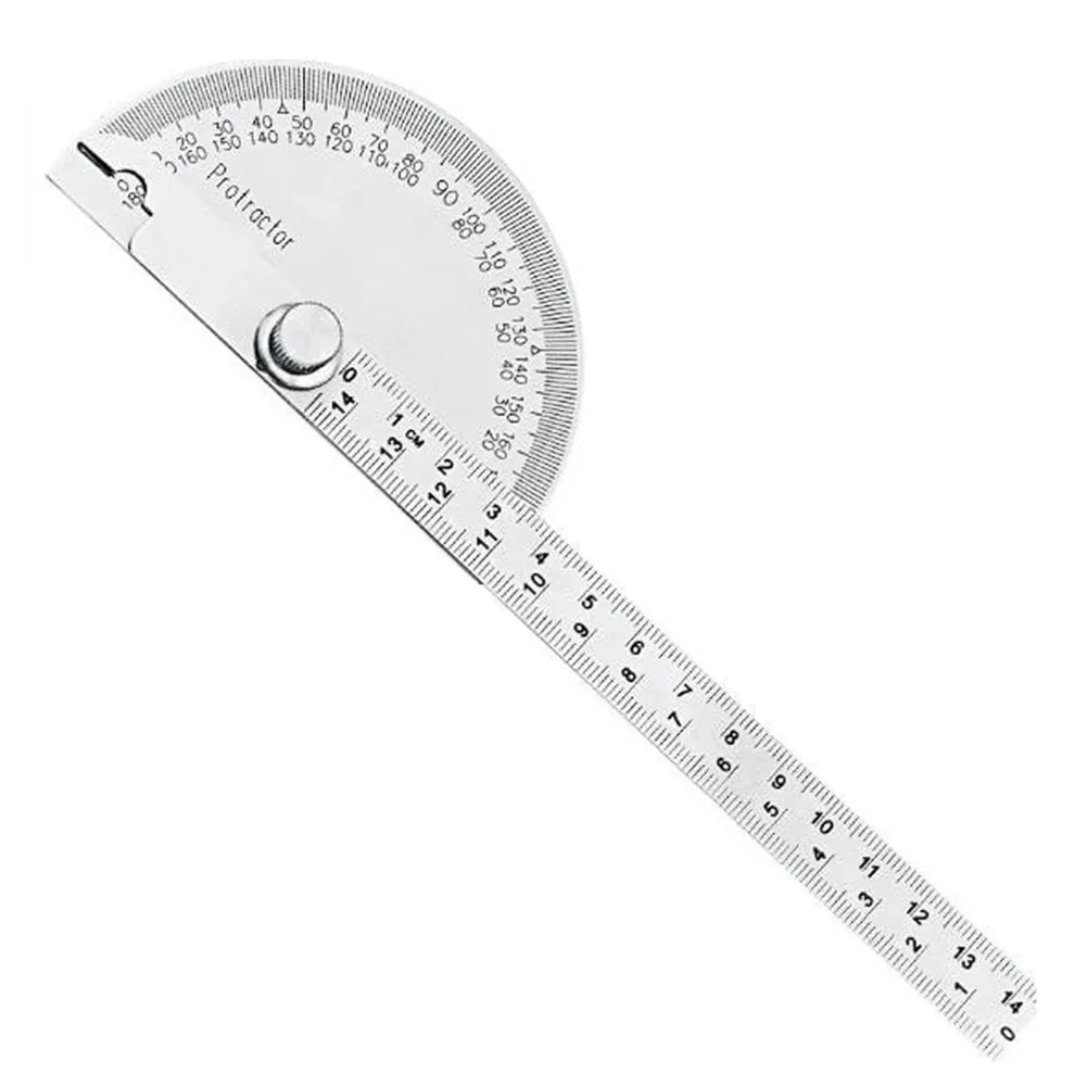 

145mm Stainless Steel 180° Protractor Carpenter Angle Meter Measuring Ruler Mechanic Woodworking Measuring Gauging Tools