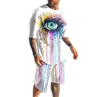 Мужской спортивный костюм из 2 предметов, Повседневная футболка с коротким рукавом и шорты с 3D-принтом, лето 2021