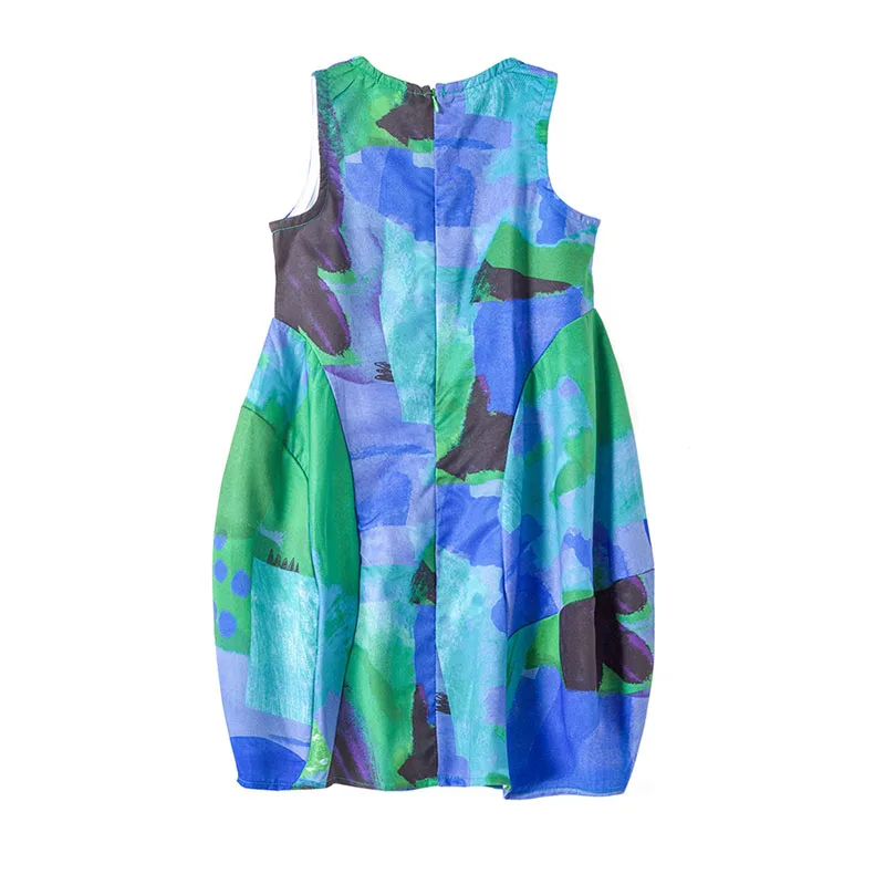 

LucaLucky Green Summer Dresses For Kids Cotton Sleeveless Beach Dress Baby Big Girls Clothing Children Sundress Clothes 4-17 Y