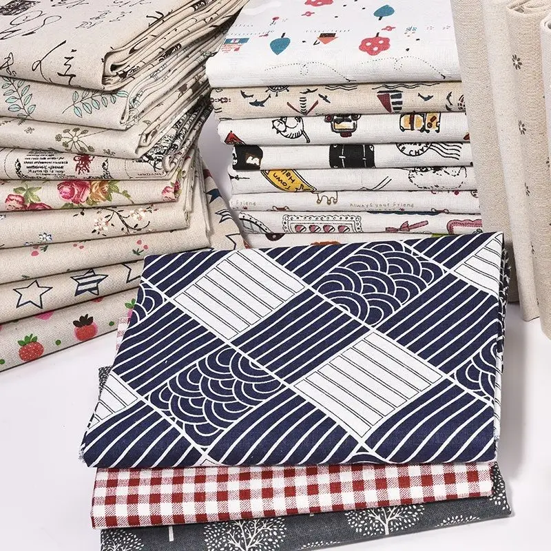 

Printed Linen Cotton Fabric Baby Patchwork Quilting Fabric for DIY Bedding Cloth Sewing Tablecloths Curtain Making Fabrics