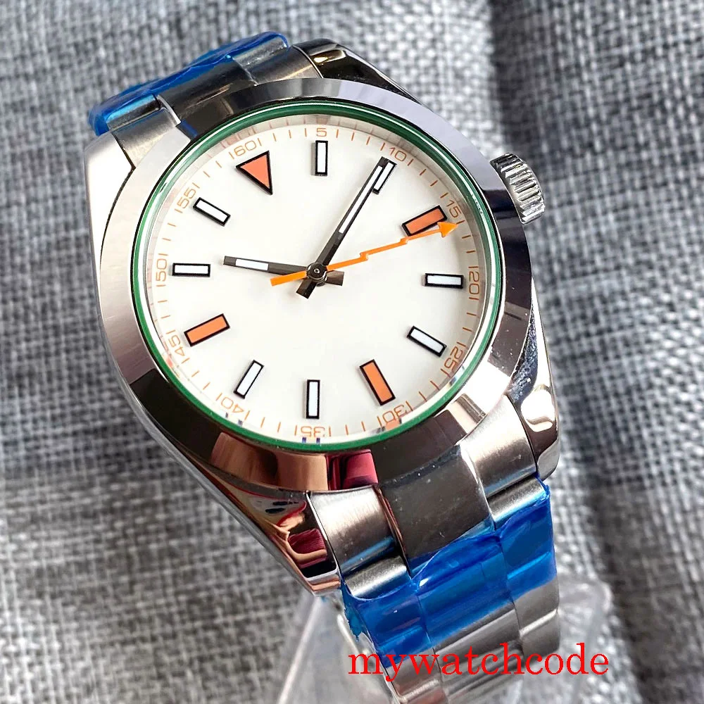 40mm PARNIS White Dial Sapphire Glass Polished Bezel Flash Second Hand MIYOTA 8215 Movement Automatic Men Watch | Наручные часы