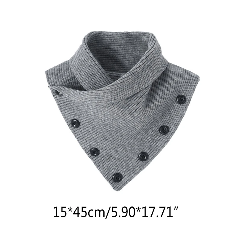 

Women Winter Knitted Turtleneck False Fake Collar Buttons Solid Color Short Triangle Scarf Wrap Windproof Neck Warmer