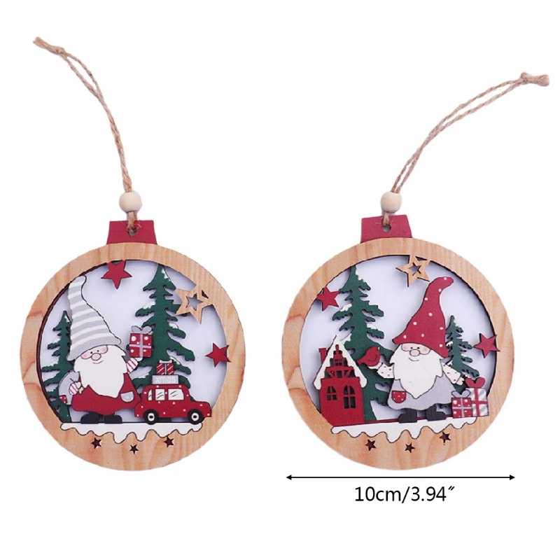 Рождественский автомобиль гном Санта деревянная круглая подвеска милый