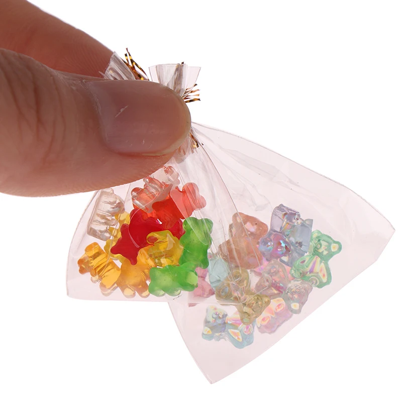 

12Pcs 1:12 Dollhouse Miniature Cartoon Bear Candy Food Dessert Sugar Candy Model Kitchen Toy For Dollhouse Decoration New