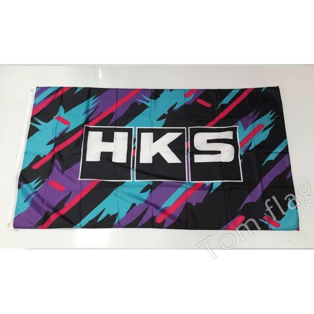 

HKS flag 90x150cm with 100D polyester Digital printing custom single side banner