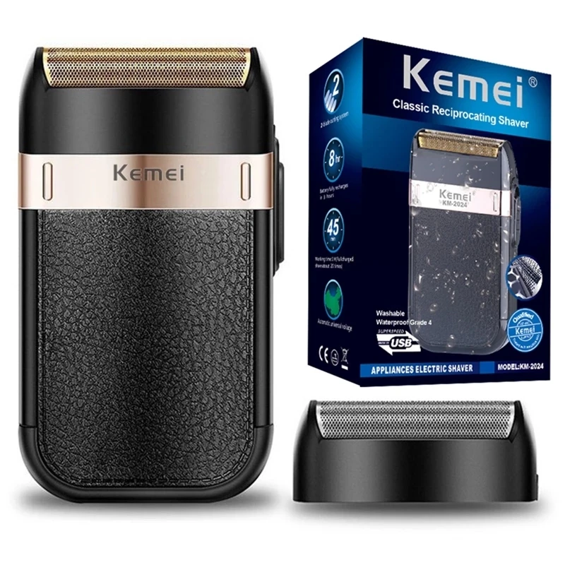 

Kemei Electric Shaver for Men Twin Blade Waterproof Reciprocating Cordless Razor USB Rechargeable Shaving Machine Barber Trimmer