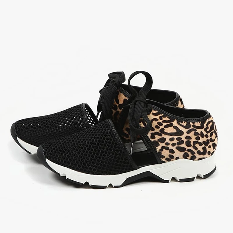 

Women Breathable Sneakers Zipper Platform Trainers Casual Lace-Up Mesh Shoes Fashion Hollow Walking Sneakers New
