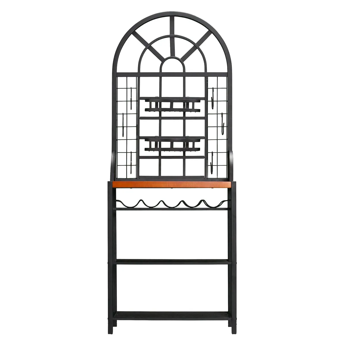 

Baker's Rack Kitchen Racks with 5 Bottles Wine Storage 2 Nesting Baskets 2 Fixed Shelves 6 Utility Hooks Storage Finishing Racks