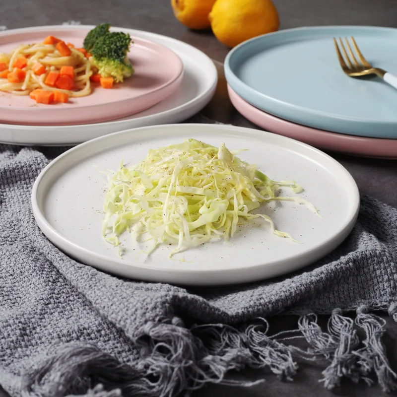 

Nordic Round Ceramic Steak Pizza Western Plate Creative Home Household Dinner Plate Breakfast Tableware 6 Inch 8 Inch 10 Inch