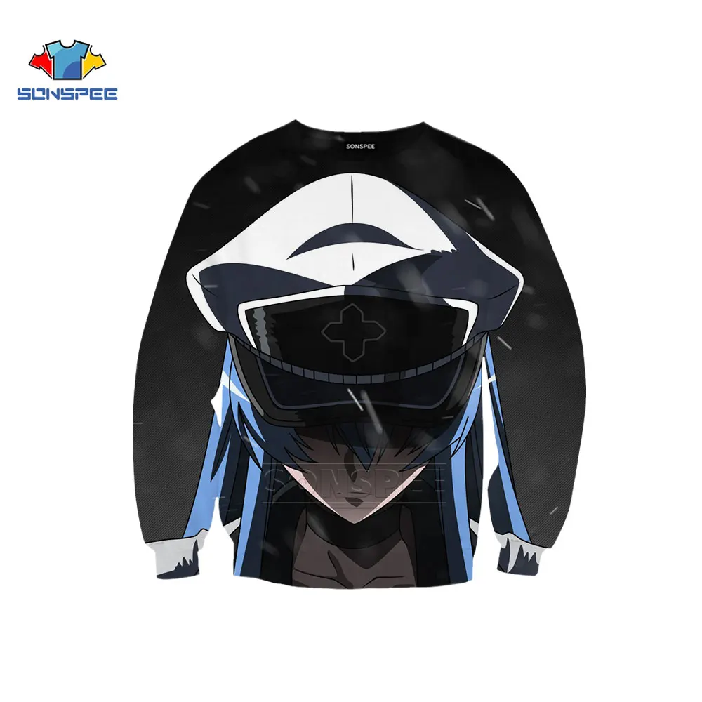 

SONSPEE Akame Ga Kill Anime Sweatshirt New Men Women Hoodies 3D Print Harajuku Cute Long Sleeve Fashion Top O Neck Pullover