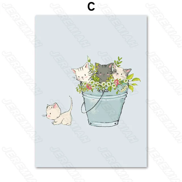 

Cat Animal Poster Hiding In Shoes Nordic Style Wall Art Canvas Print Cartoon Painting Children Bedroom Decoration