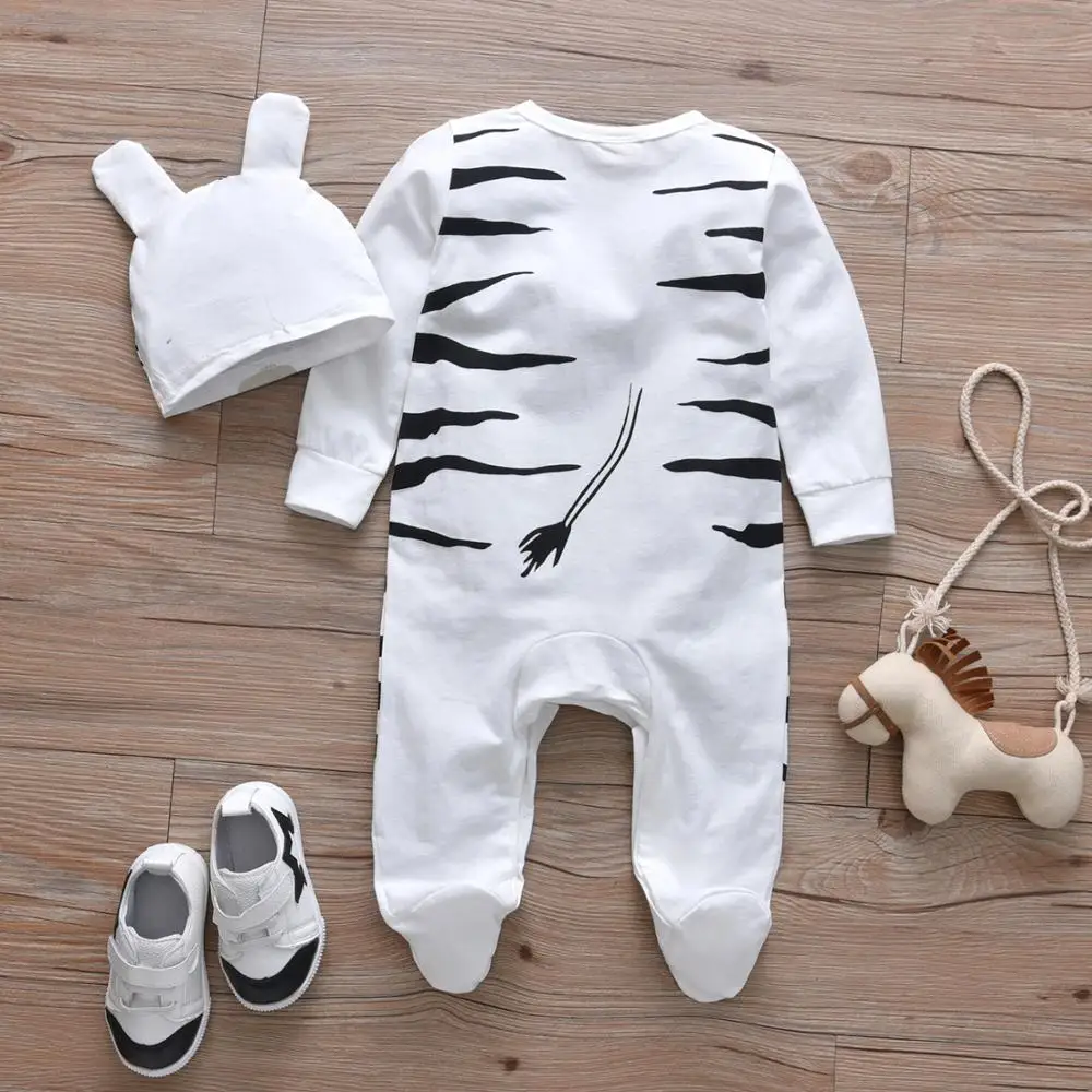 

Nacanplee Romper for newborn babies, cotton clothes,cute cartoon print long sleeve jumpsuit hat, baby clothes, suits 2 pcs