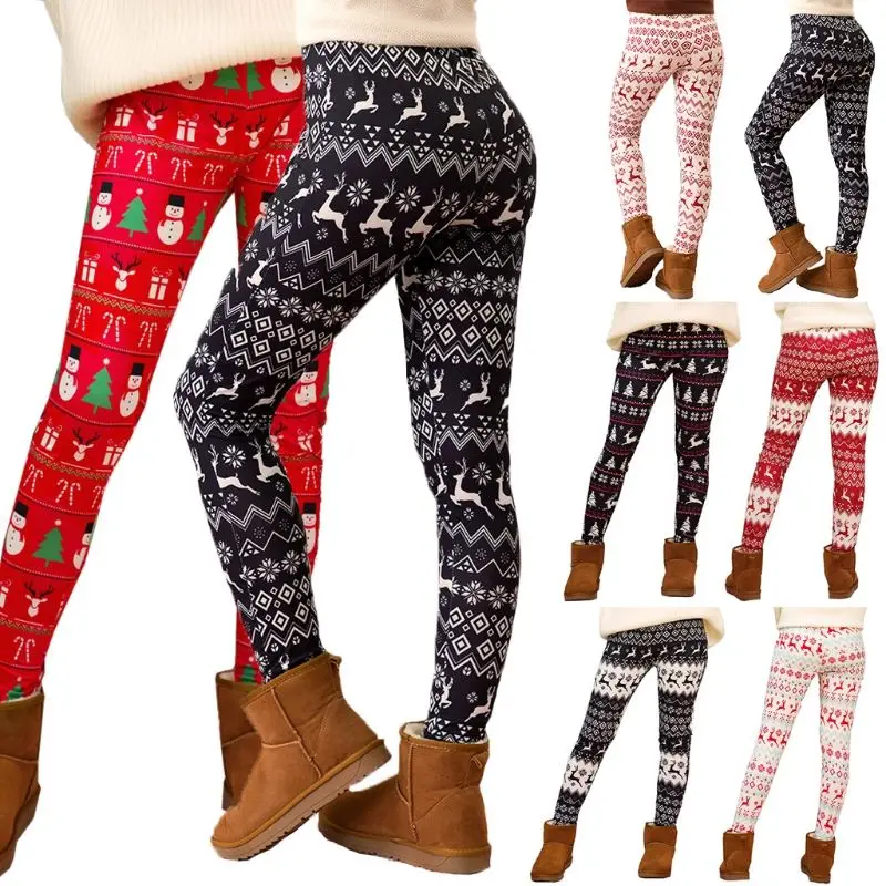 

Women Xmas Snowflake Reindeer Leggings Trousers Elastic Strech Christmas Pants