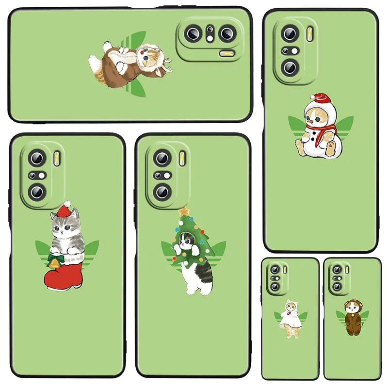 

Green cute cat cartoon For Xiaomi Redmi 10 10X Pro 9T 9C NFC 9A 9 8A 8 7 6 5 Plus 4X Silicone Soft Black Phone Case