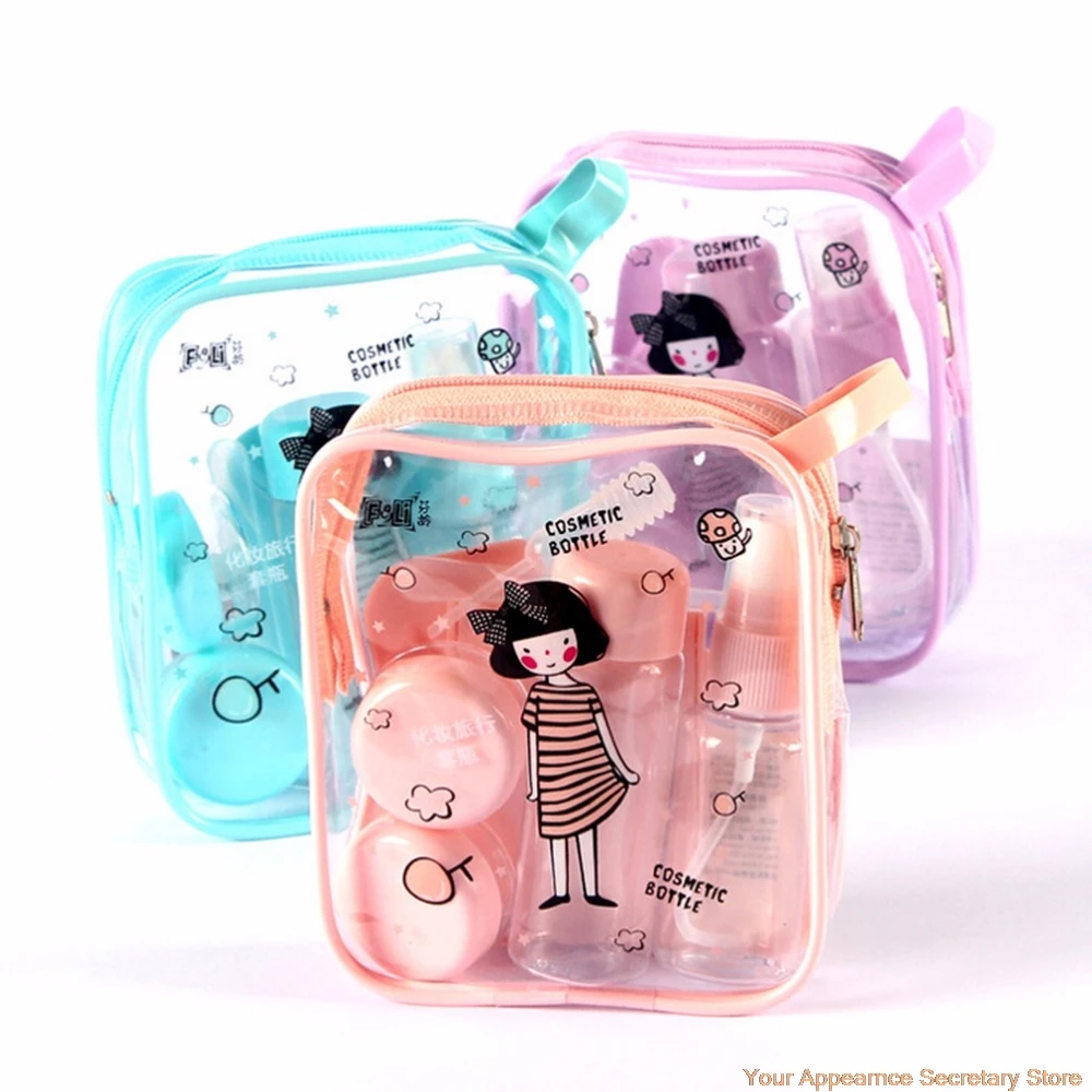 

8 Pcs/Set Mini Plastic Travel Transparent Bottle Eyeshadow Makeup Face Cream Jar Pot Bottle Empty Cosmetics Container Bottle