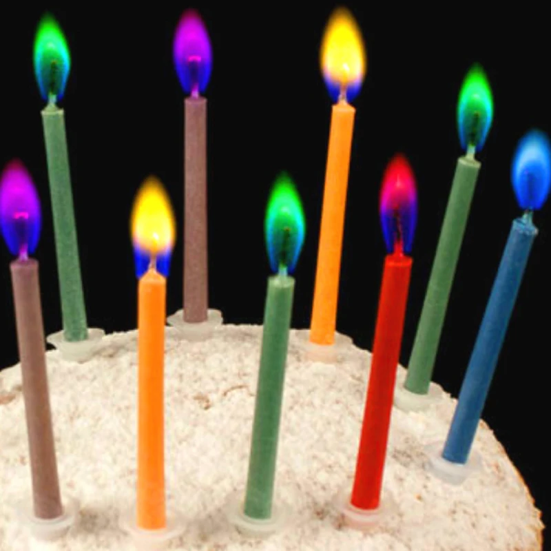 

Birthday Party Supplies 12pcs/pack Wedding Cake Candles Safe Flames Dessert Decoration Colorful Flame Multicolor Candle