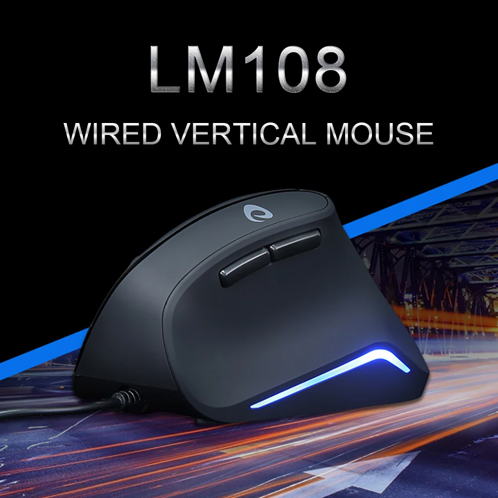DAREU LM108 эргономичная Проводная вертикальная мышь 1600 dpi 6 кнопочная оптическая мышь для правой руки с светодиодный светильник для ПК ноутбука компьютера офиса