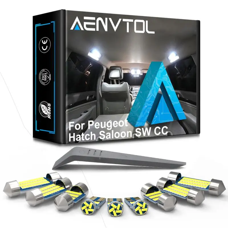 

AENVTOL Car LED Inside Lamp Canbus For Peugeot 107 108 206 207 208 301 306 307 308 406 407 408 508 607 Hatch SW CC 1007 RCZ 206+