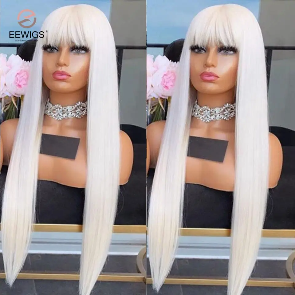 

Synthetic Lace Front Wig Pink Red 613 Glueless 13x4 Density 180 Heat Resistant Long Black With Bangs Platinum Blonde
