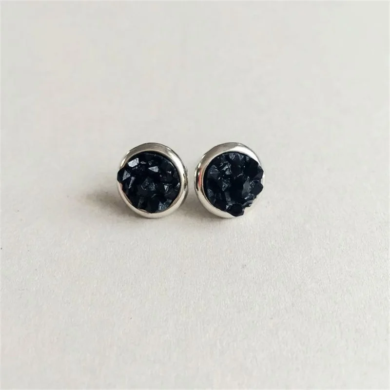 5 Colors Round Stud Earrings Fashion Resin Lava Quartz Stone Earings Color Cute Brand Jewelry for Women | Украшения и аксессуары