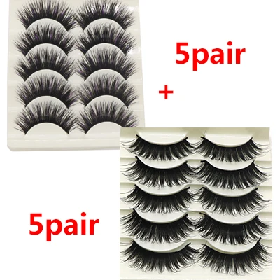 style 10-10Pair 5/10 пар 3D накладные ресницы из меха норки для Для женщин натуральный длинный толстый Поддельные ресниц для наращивания профессиональные ресницы принадлежности для макияжа - Цвет: style 10-10Pair