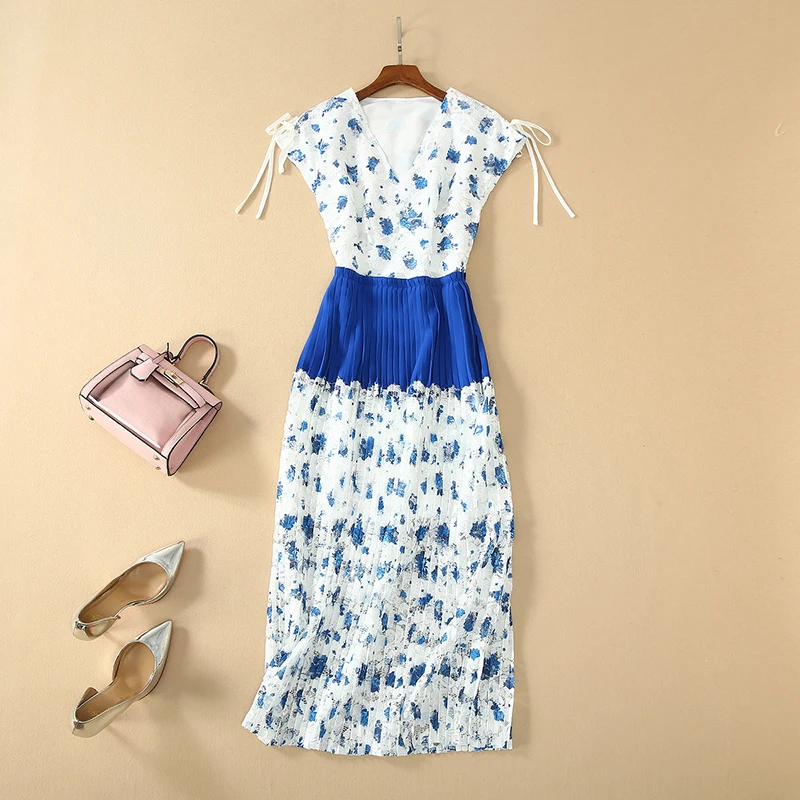 2020 летнее кружевное платье с цветочным принтом высокое качество красивое