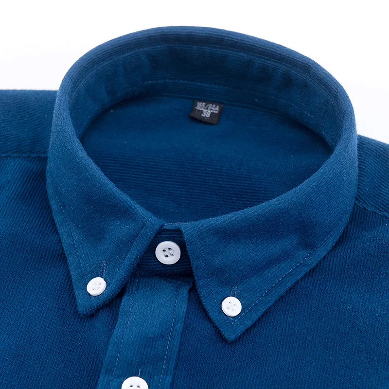 Aoliwen brand Autumn winter business casual shirts simple stylish men's classic British style corduroy warm long-sleeved shirt