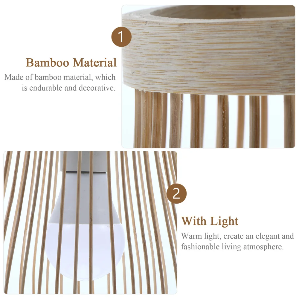 

Rustic Rattan Woven Chandeliers Natural Bamboo Ceiling Lights for Living Room