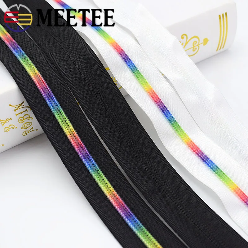 Meetee 2/5/10meters 5# Nylon Colored Tooth Zipper Black White Cloth Code Loading DIY Home Textile Bag Sewing Accessories|Молнии| |