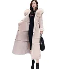 Женская кожаная куртка, зимнее длинное пальто из овечьей кожи, модная куртка из овечьей шерсти, ветровка с подкладкой и капюшоном, 254