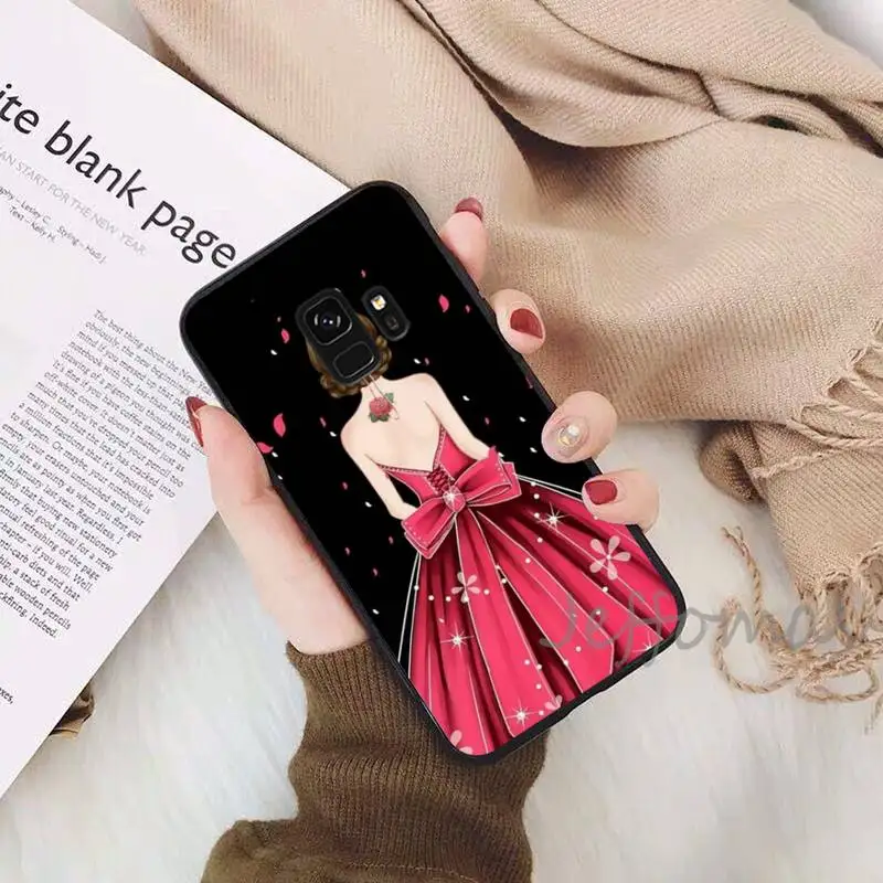

Wedding Dress Girl Peony Phone Case For Samsung Galaxy S8 S9 S10 Plus S10E Note 3 4 5 6 7 8 9 10 Pro Lite cover
