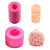 3d rose candle molds cylinder and sphere shape rose flower silicone molds for making diy homemade beeswax candles bath