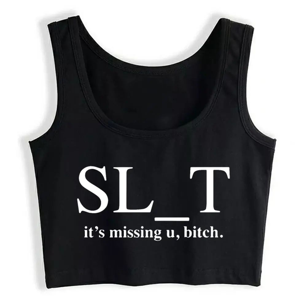 

Crop Top Sltank Crop Top Tumblr Fun Squad Babygir Fit White Print Y2k Tops Womens Tops blusas mujer de moda verano Gym Tank Top