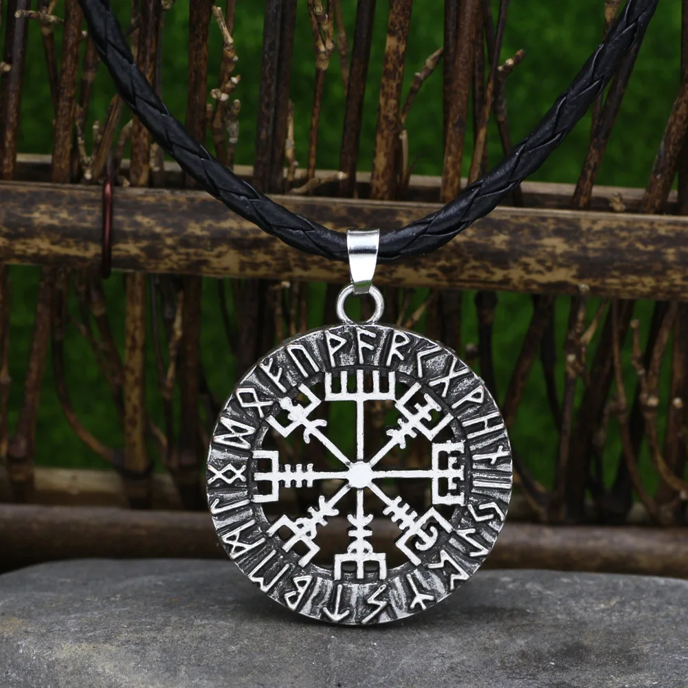 

1pcs Nordic Rune Amulet Pendant NECKLACE Vegvisir Compass PENDANT Runic Nordic Talisman Pendant Necklace