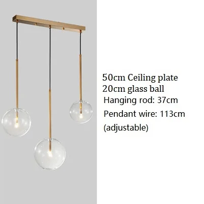 20cm 20cm 20cm long LukLoy, современная люстра, лампы, чердак, подвесные светильники для кухни, островная лампа, роскошный светодиодный подвесной светильник со стеклянным шаром - Цвет корпуса: 20cm 20cm 20cm long