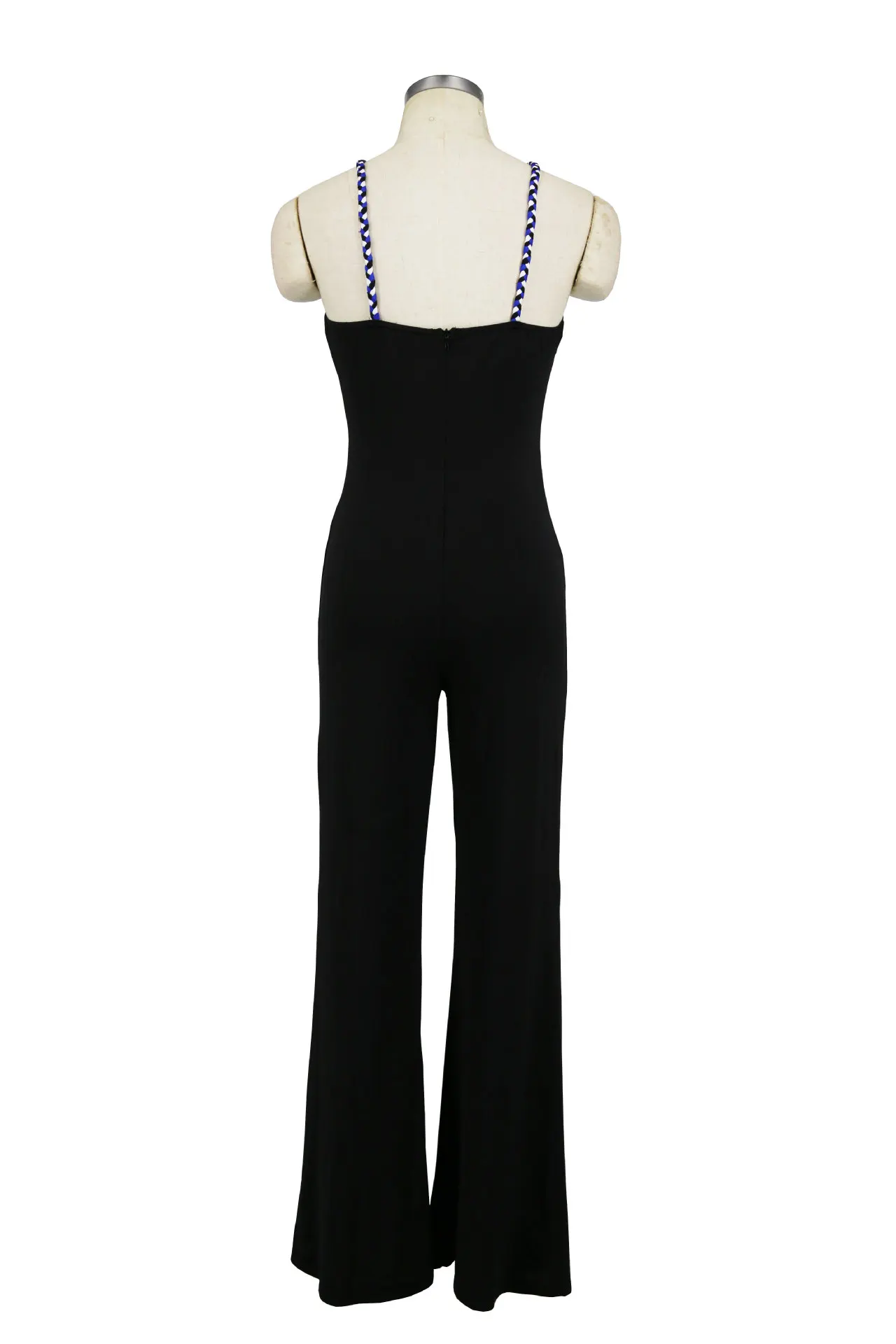 

Women's fashion sexy jumpsuit tube top leaky shoulder color matching hanging wide loose jumpsuit horn women's jumpsuit