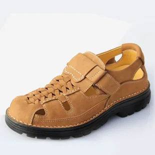 Men 100% Cow Genuine Leather Outdoor Fashion Flats Lightweight Comfortable Breathable Walking Sneakers Sandals | Обувь