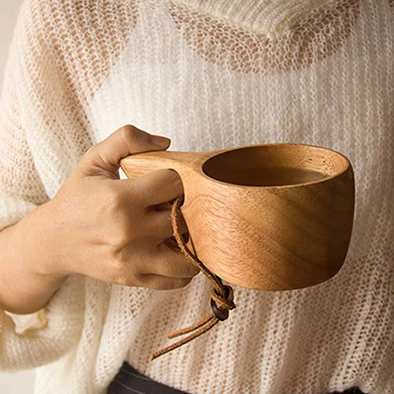

New Chinese Portable Wood Coffee Mug Rubber Wooden Tea Milk Cups Water Drinking Mugs Drinkware Handmade Juice Lemon Teacup Gift