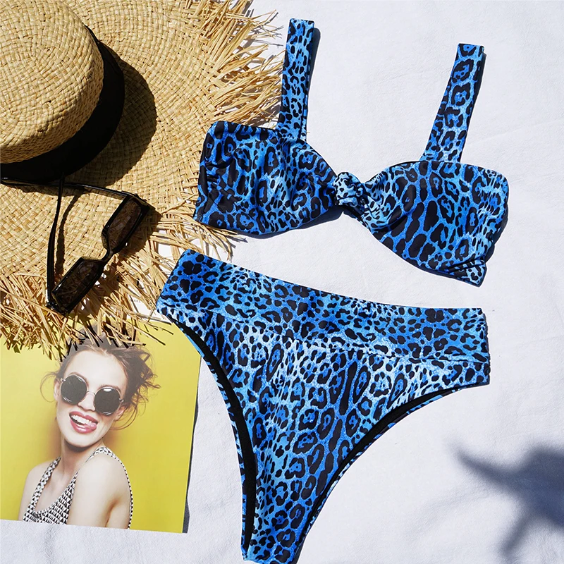 Женский купальник 2020 Раздельный из двух частей женский синий сексуальный