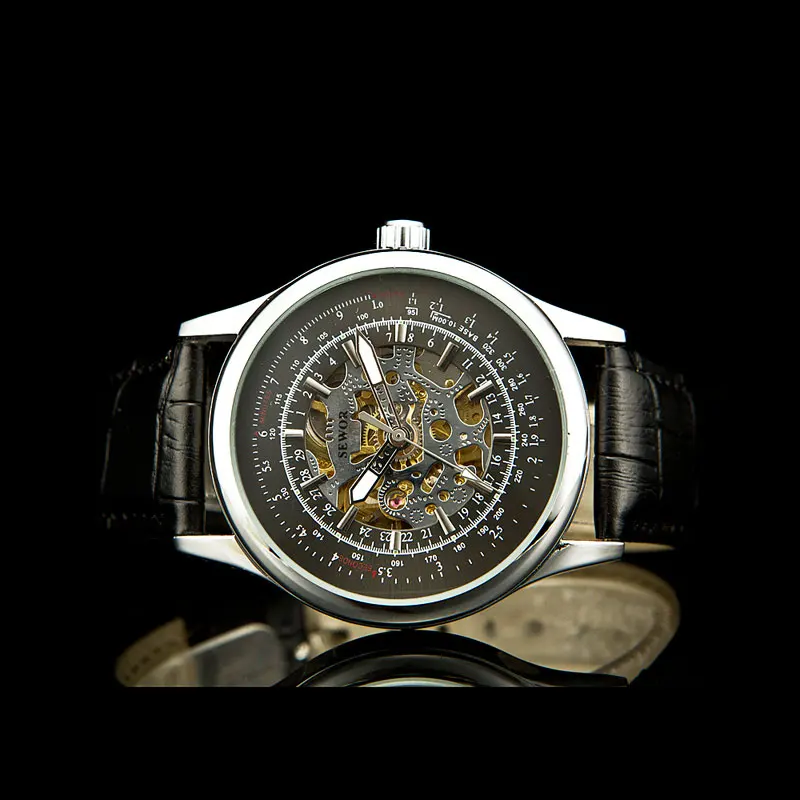 Мужские механические наручные часы SEWOR с кожаным ремешком|wristwatch mens|wristwatch mens