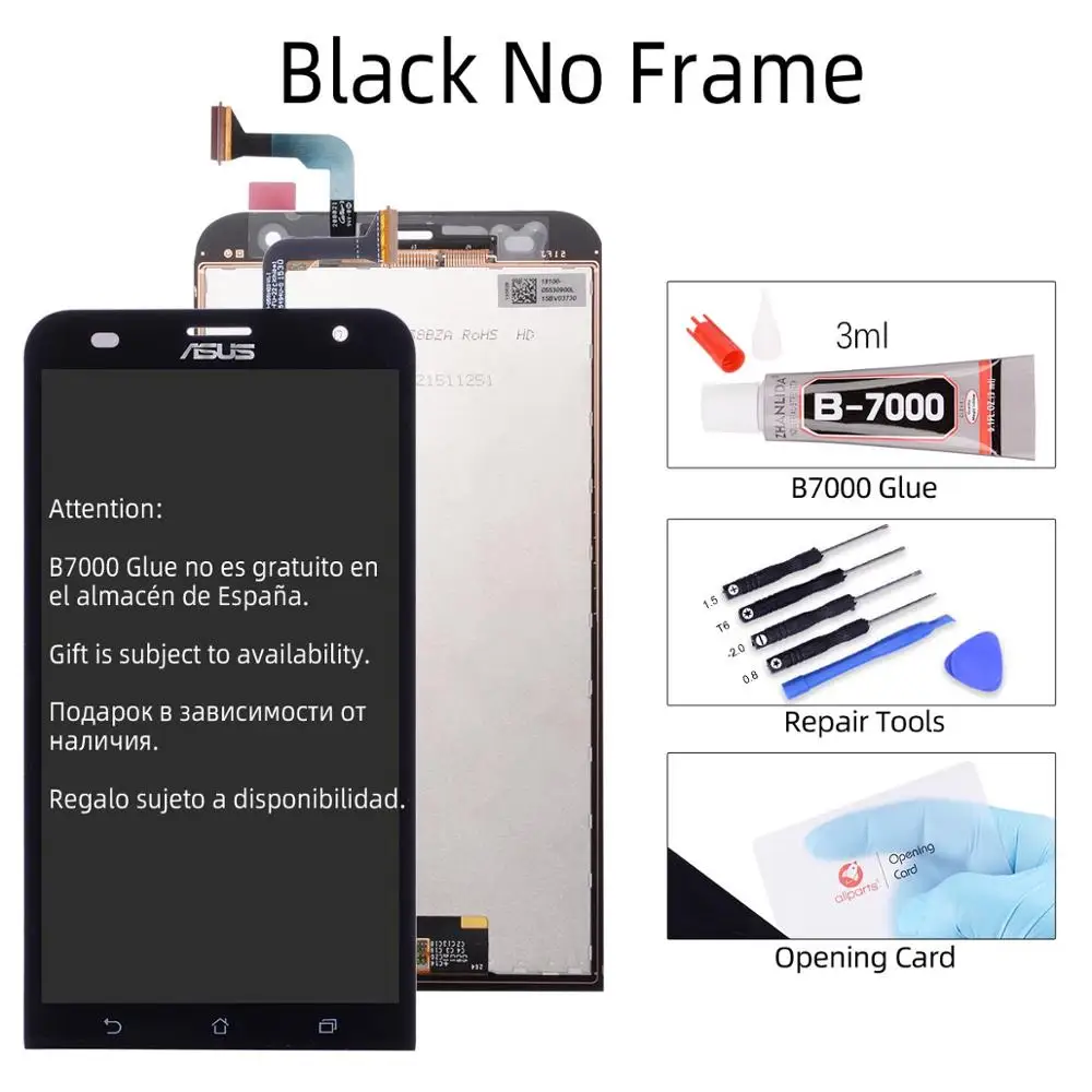 Дисплей для ASUS Zenfone 2 Laser ZE550KL LCD в сборе с тачскрином на рамке черный - Цвет: No Frame Black